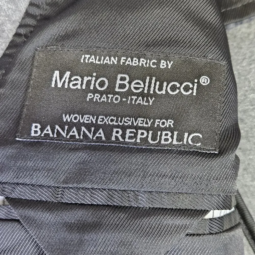 Banana Republic Blazer Mens 42R Slim Mario Bellucci Italian Wool Sport Coat Gray